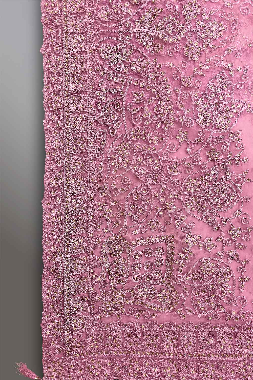 Baby Pink Net Saree