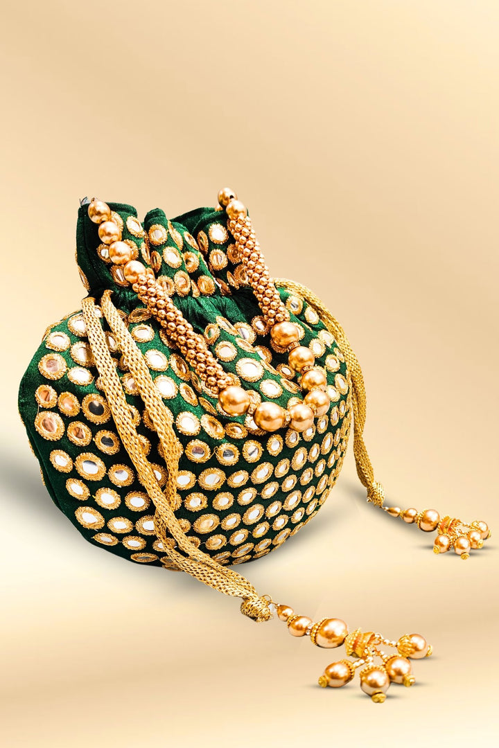 Dark-Green-Mirror-Work-Potli-Bag