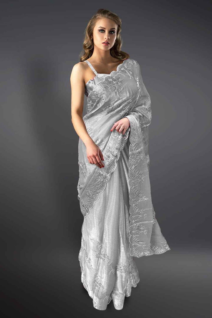 Grey Designer Saree