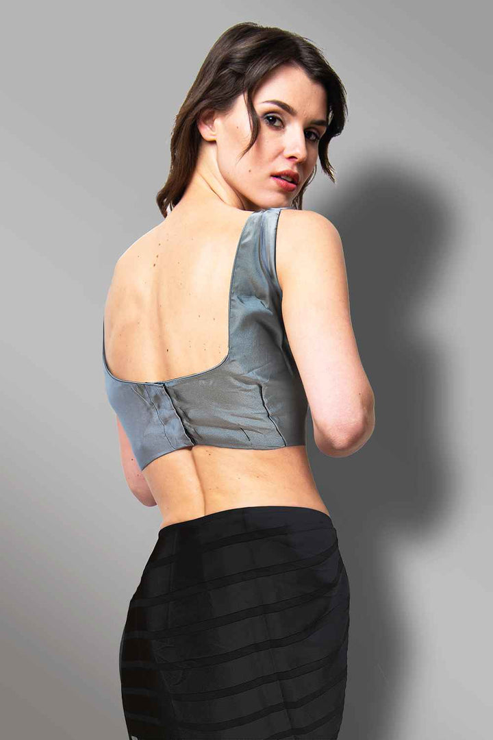 Grey Sleeveless Blouse