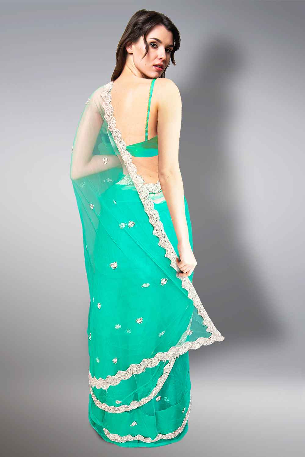 Moti Work Saree