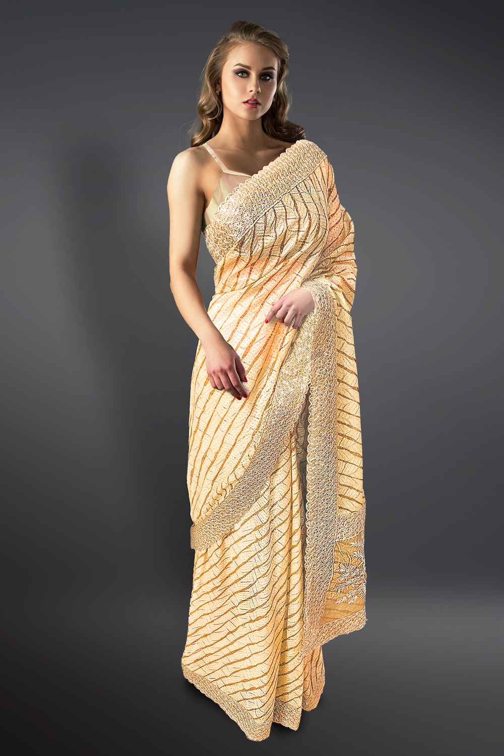 Orange Leheriya Saree