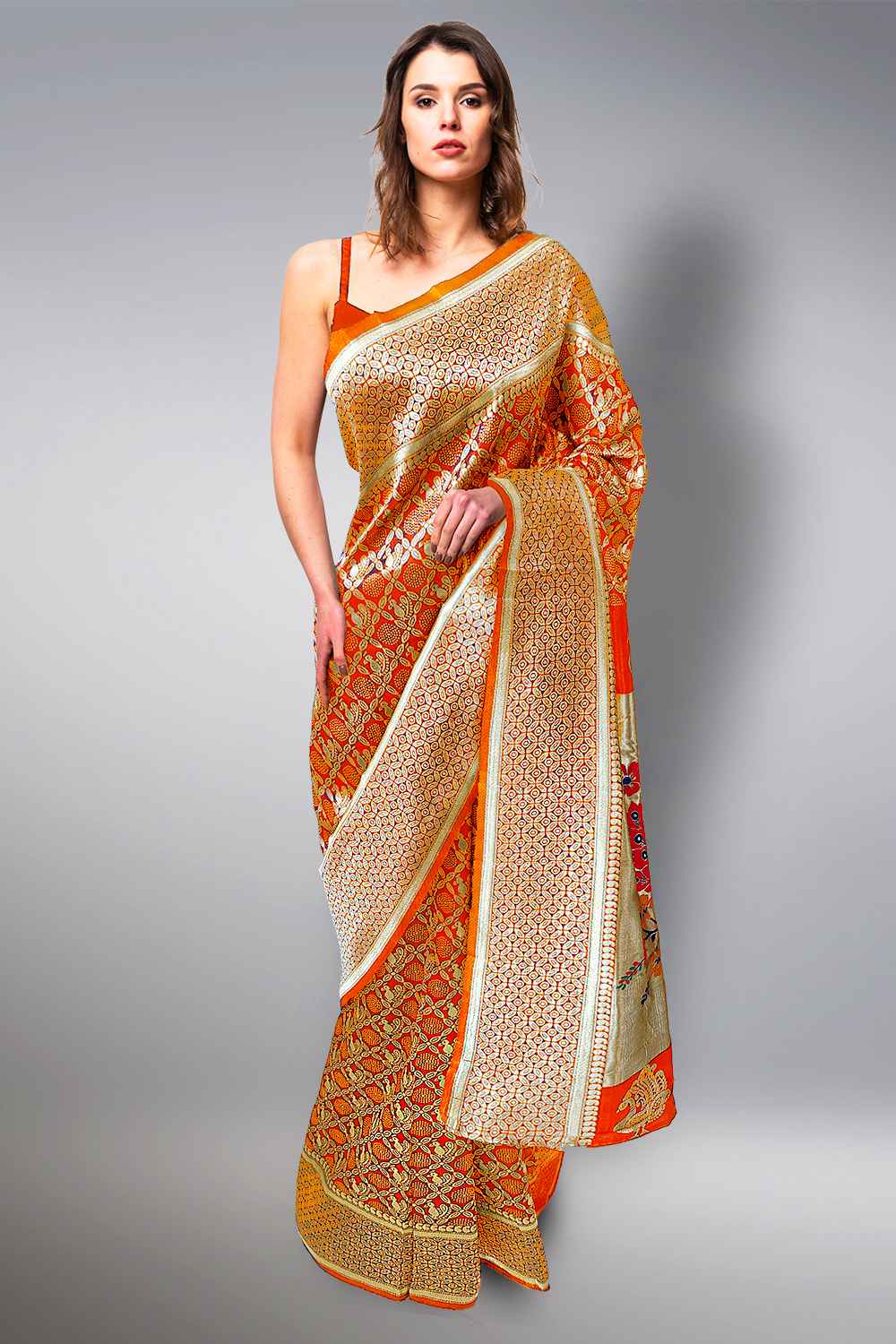 Orange Paithani Saree