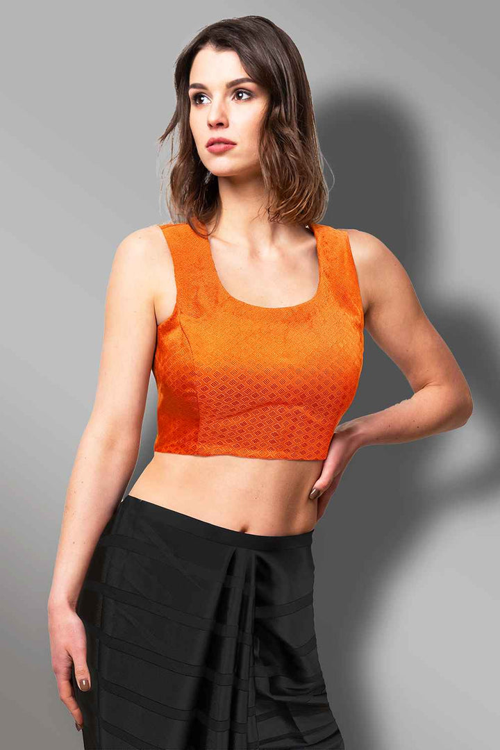 Orange Sleeveless Blouse