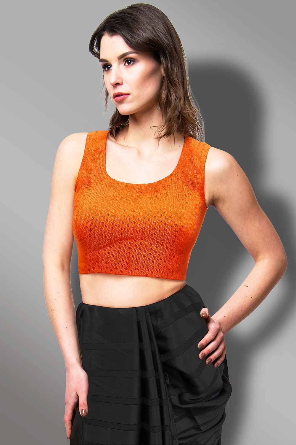 Orange Sleeveless Blouse