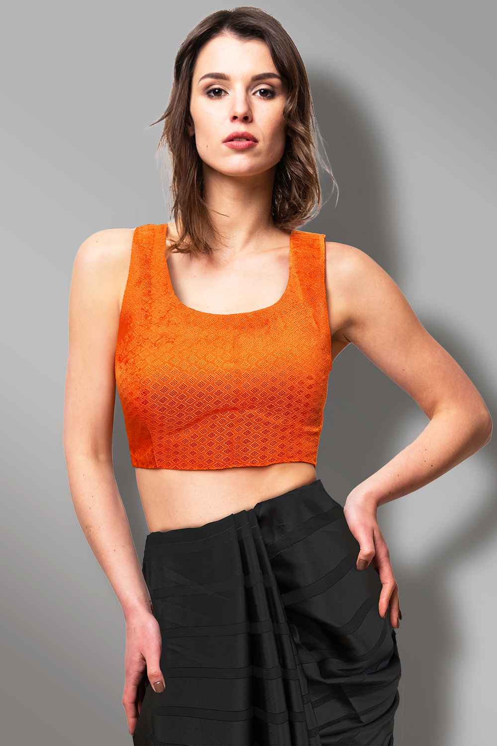Orange Sleeveless Blouse