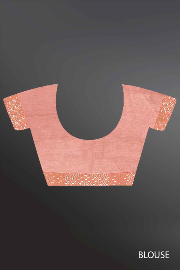 Peach Color Plain Saree