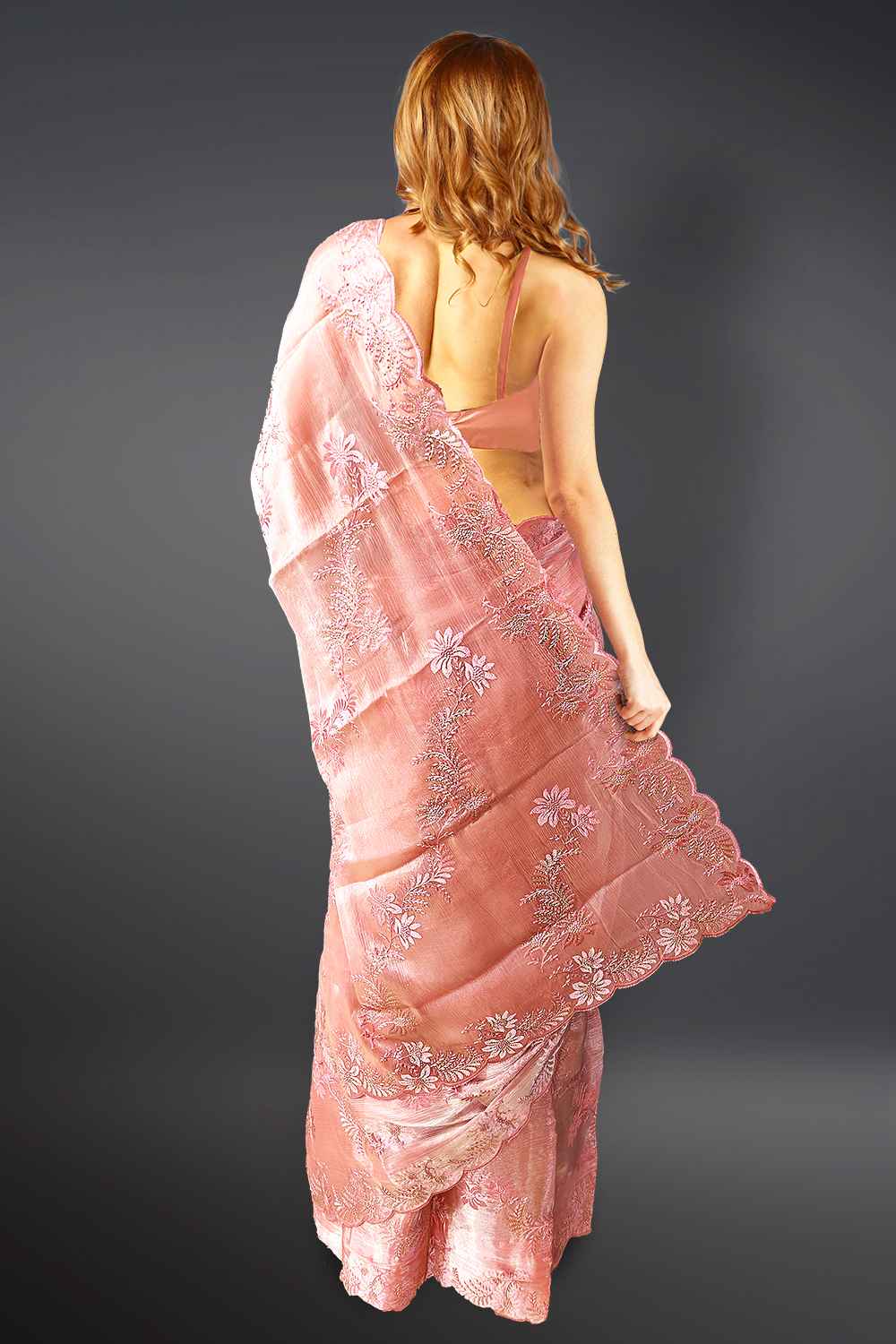 Peach Organza Saree
