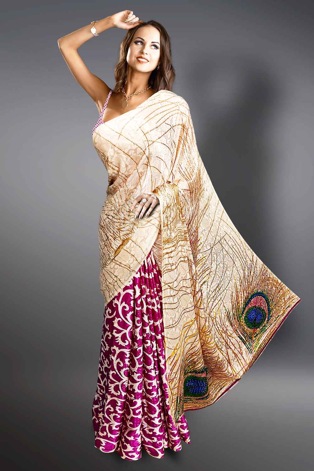 Peacock Print Saree