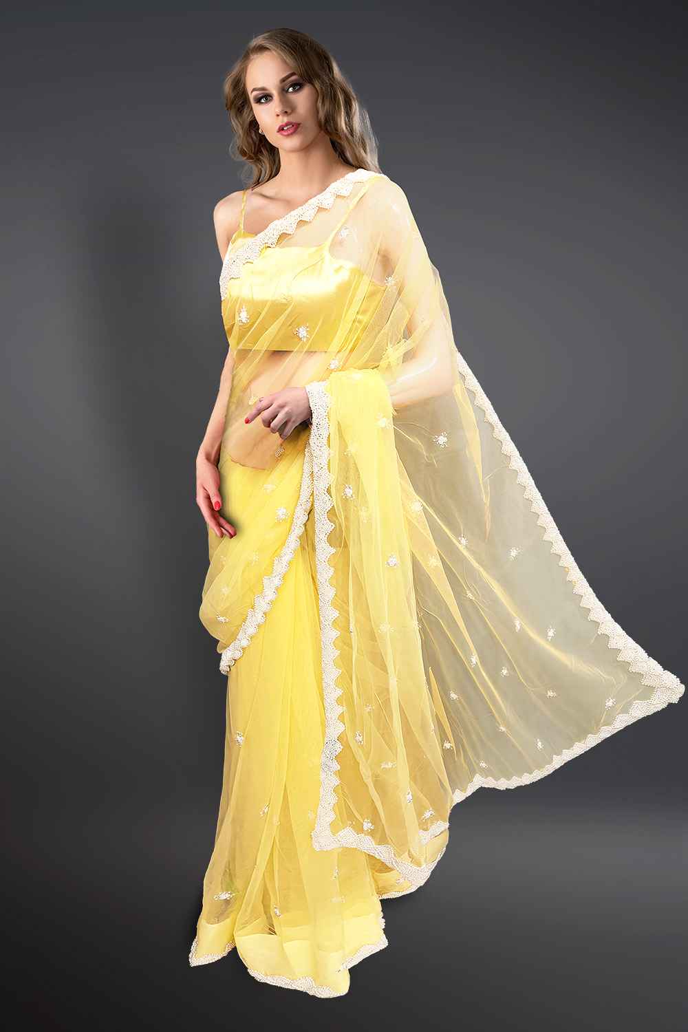 Pearl Border Saree