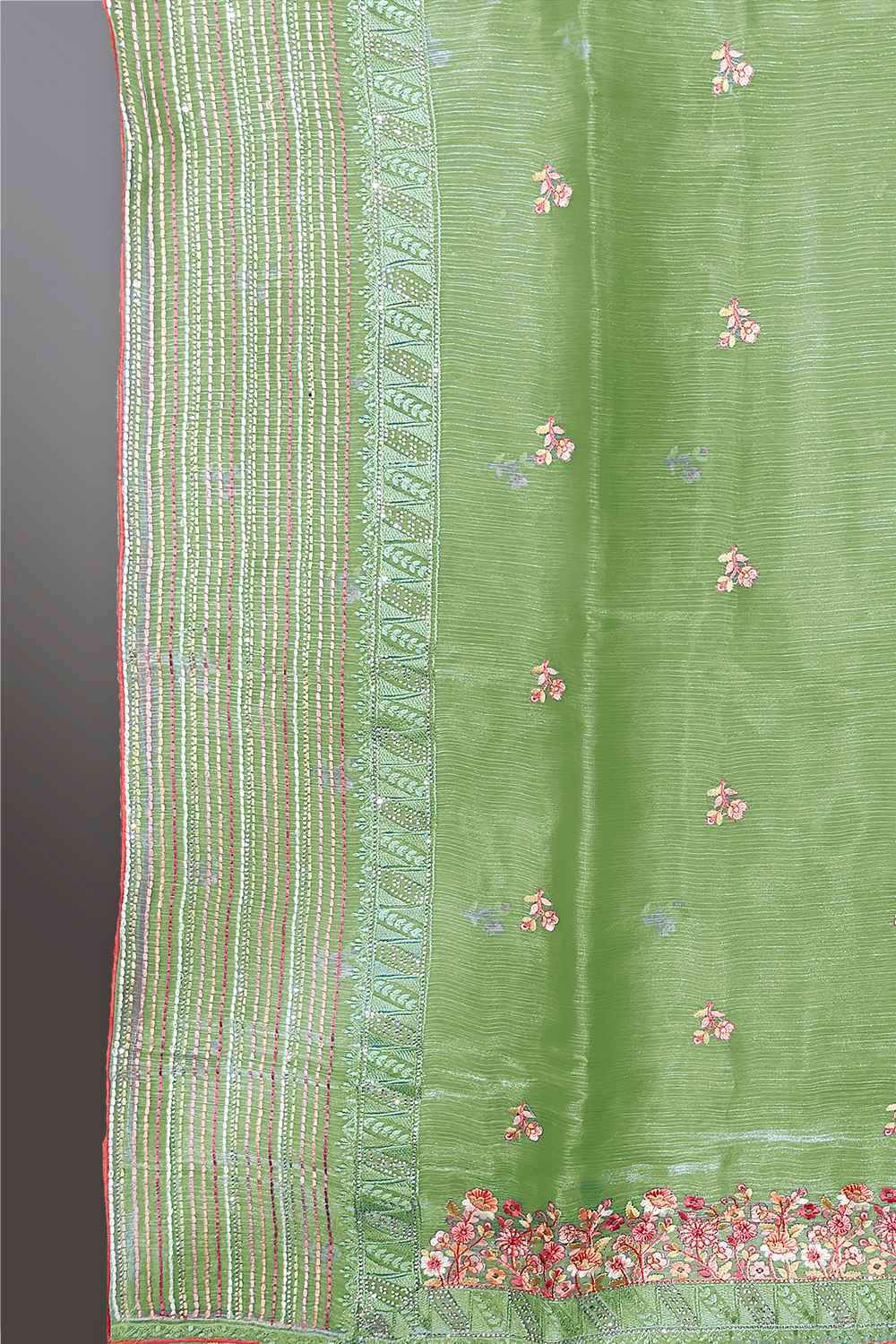 Pista Green Organza Silk Saree