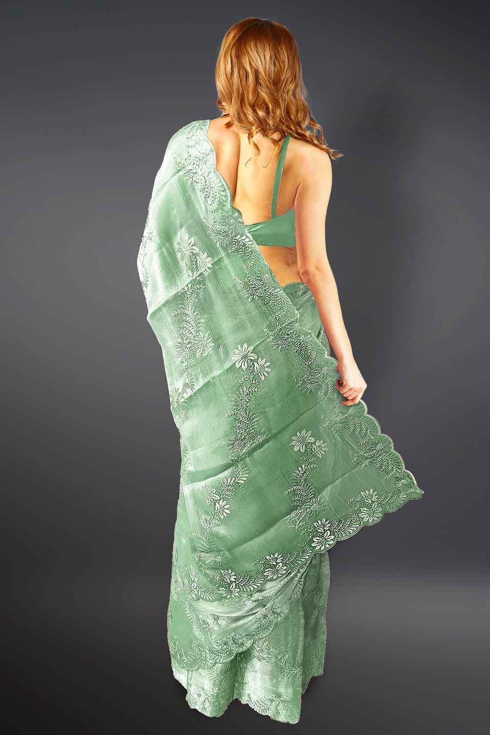Pista Green Saree