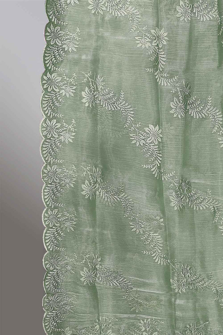 Pista Green Saree