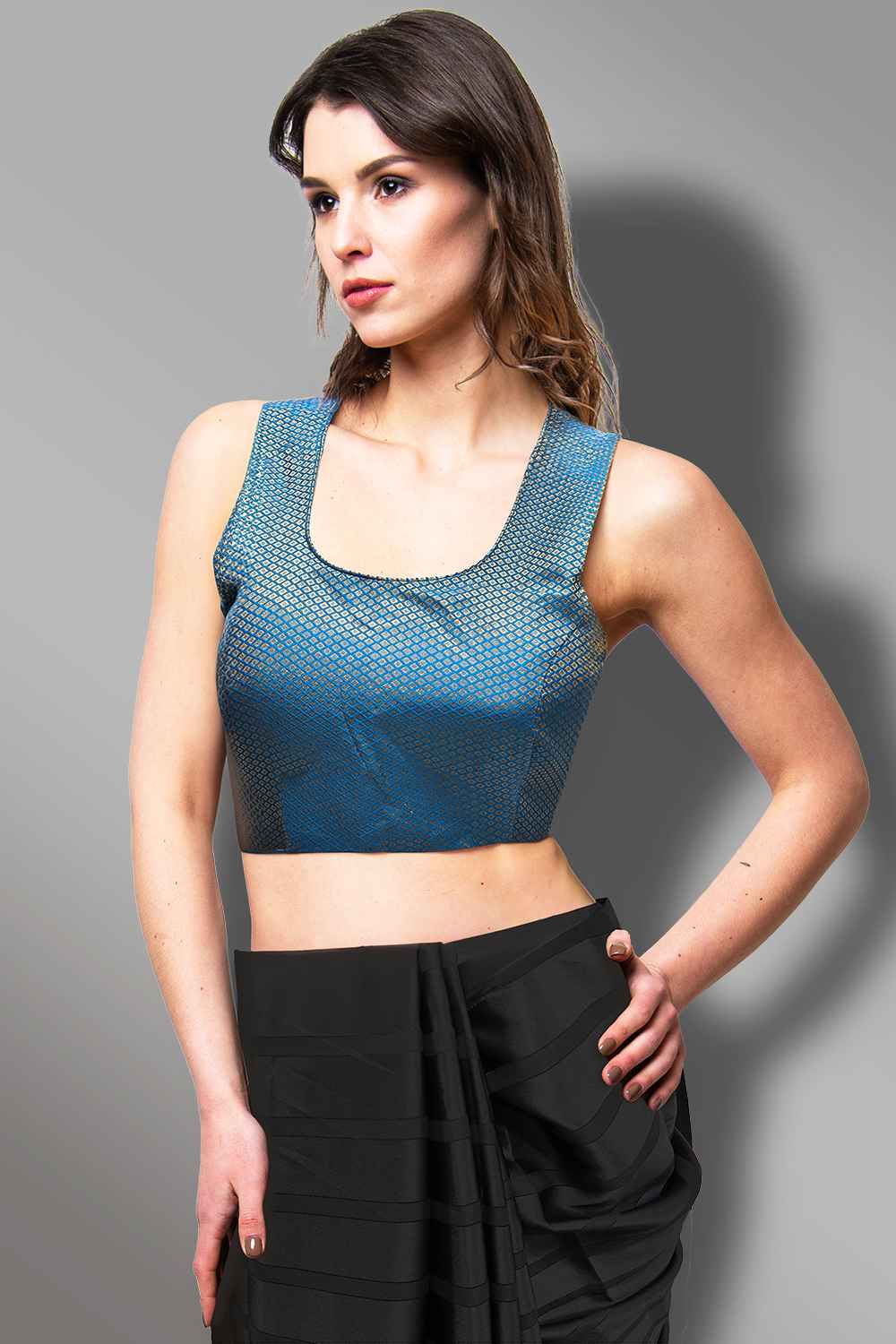 Sky Blue Readymade Blouse