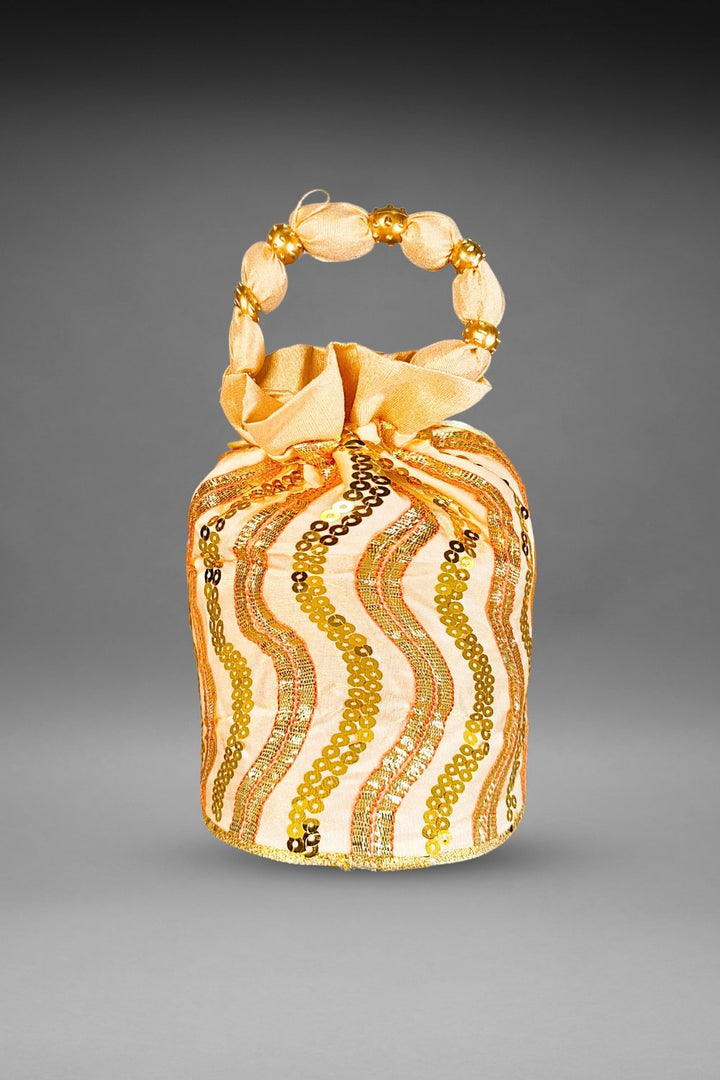 beige sequin potli bag