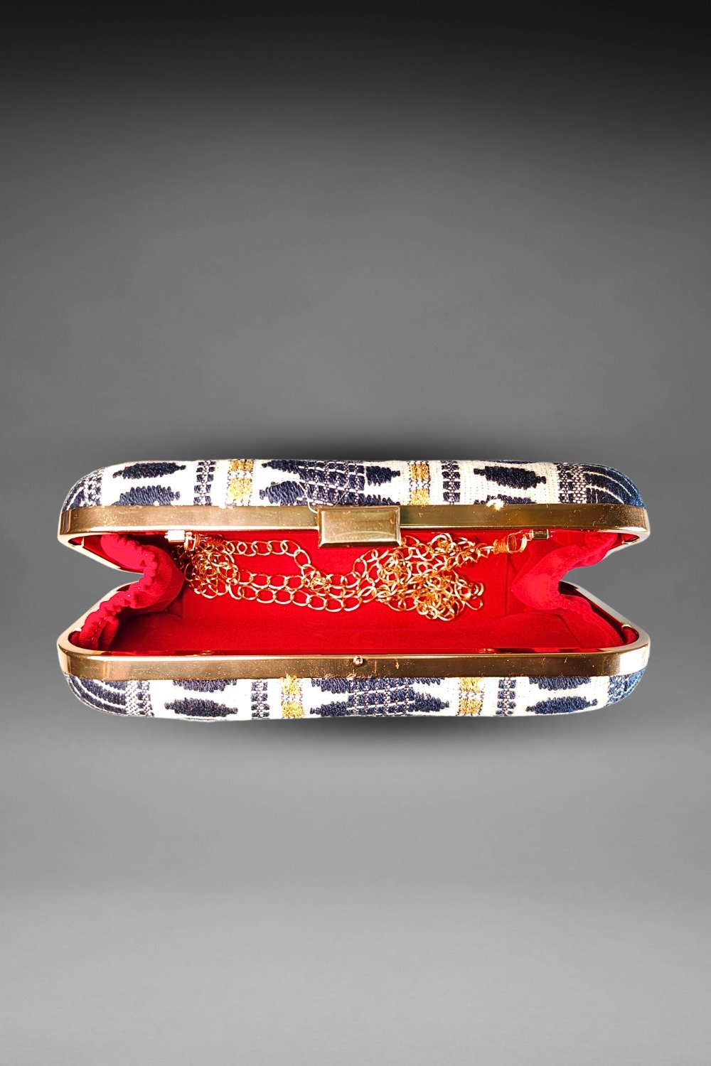 Black and White Threadwork Clutch