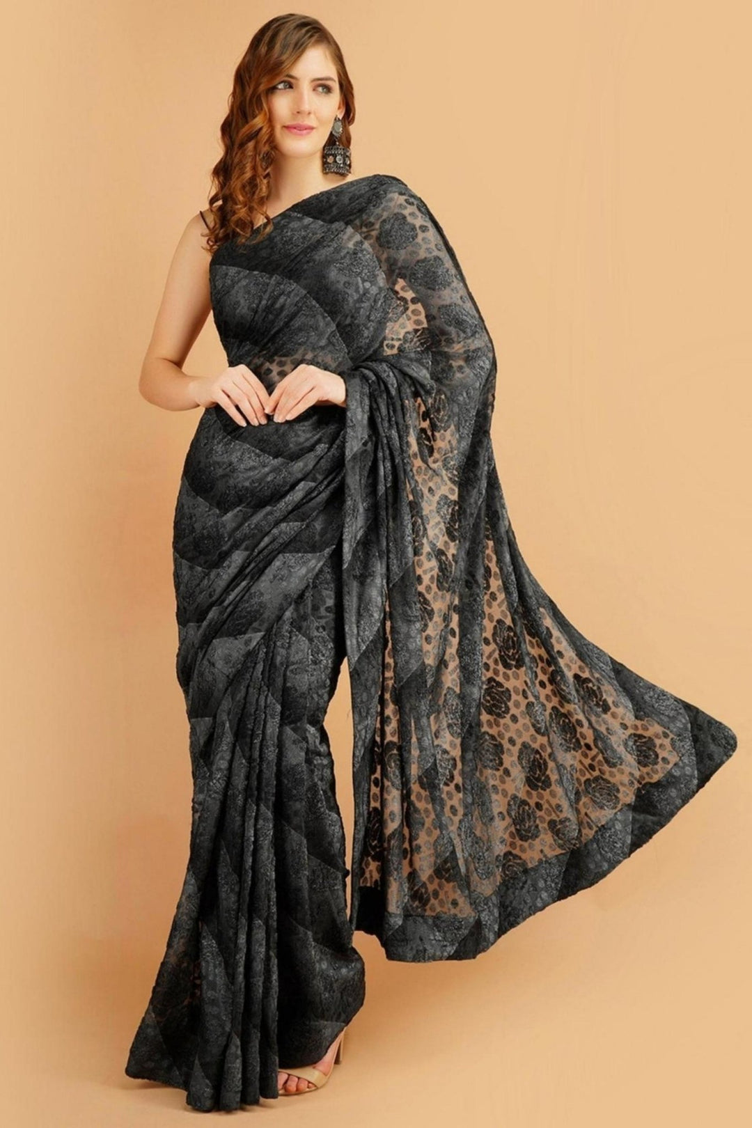 black designer saree - black designer sarees for wedding