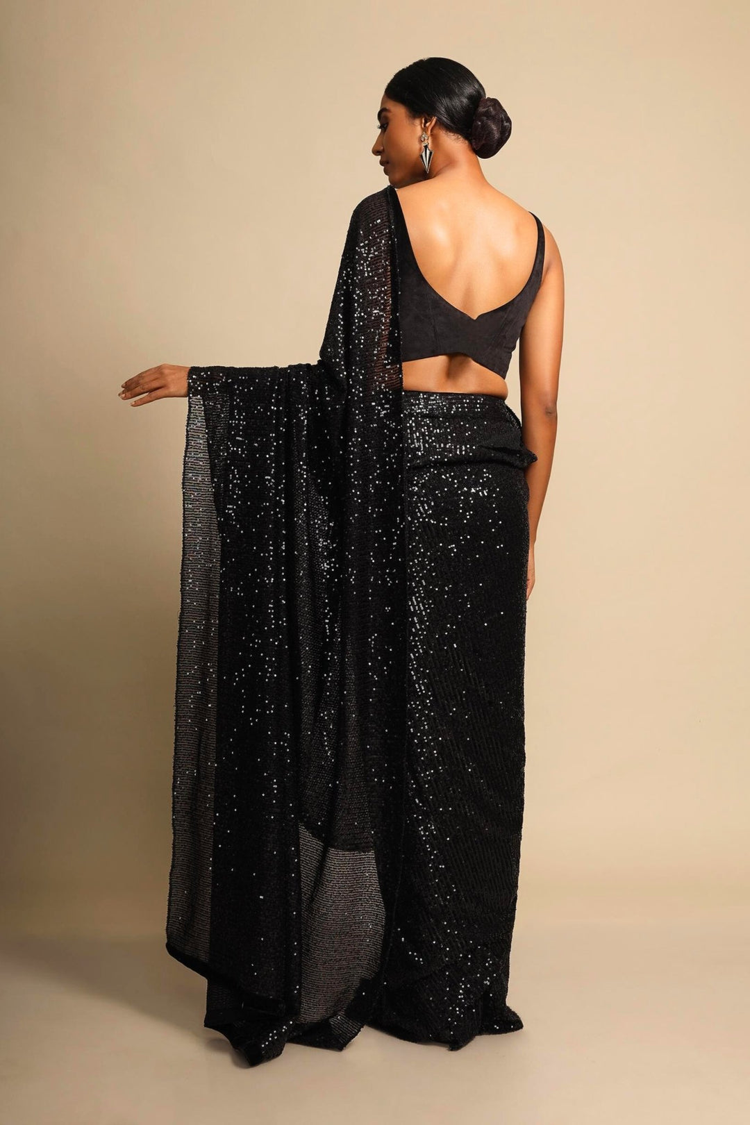 black net saree - black net saree party wear - black colour net saree