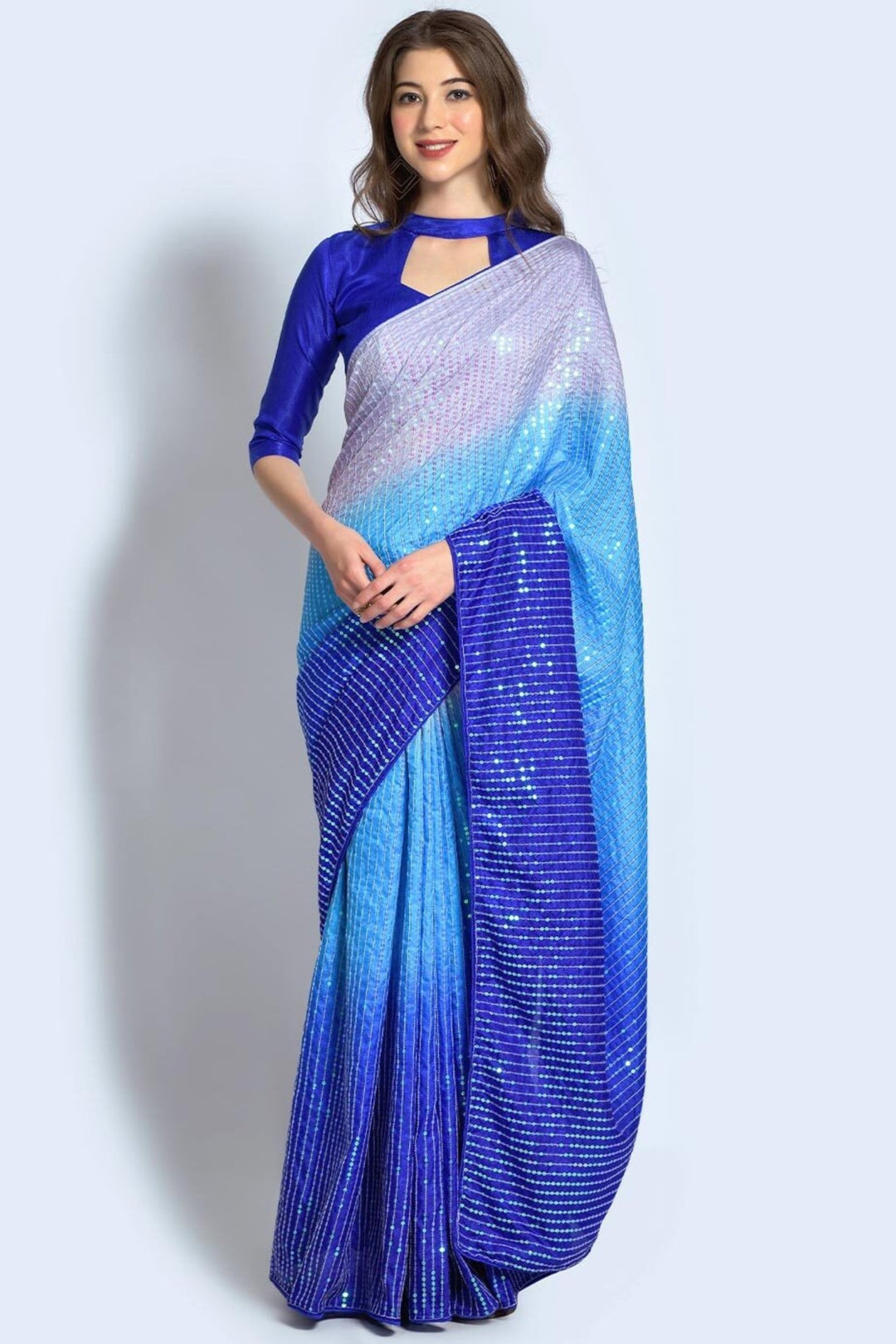 full sequin saree - full sequence saree