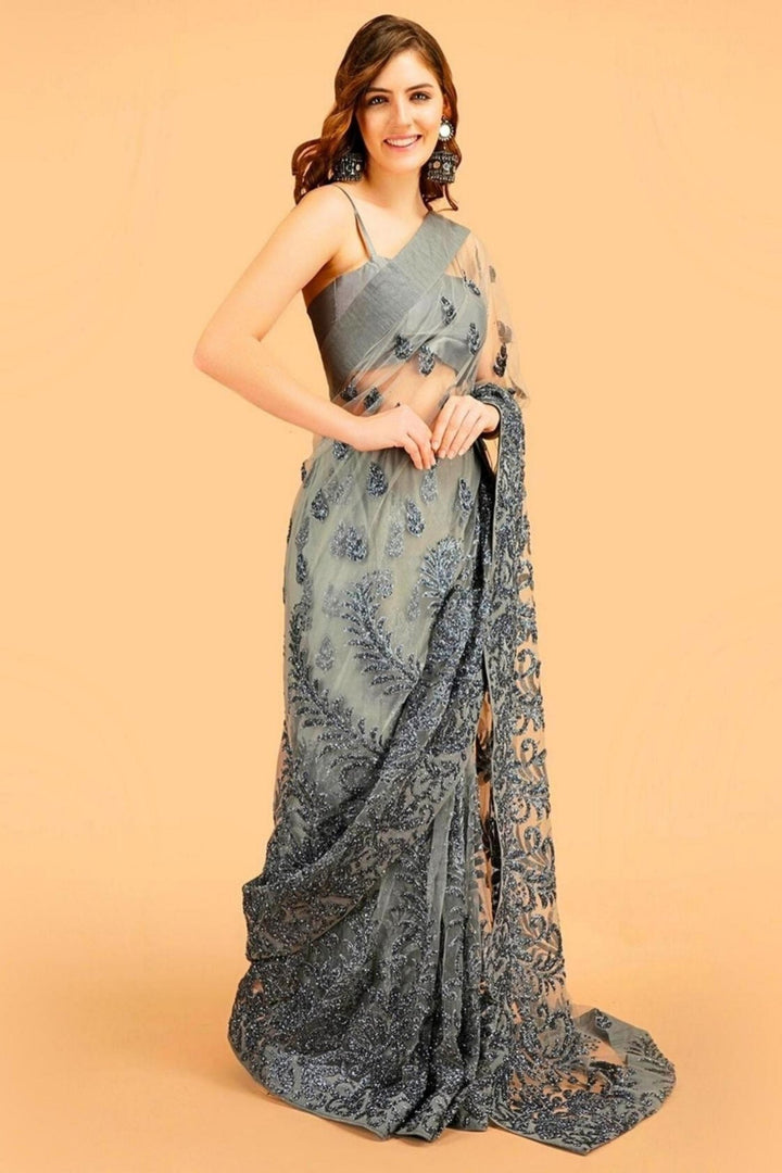 heavy net saree - heavy work net saree
