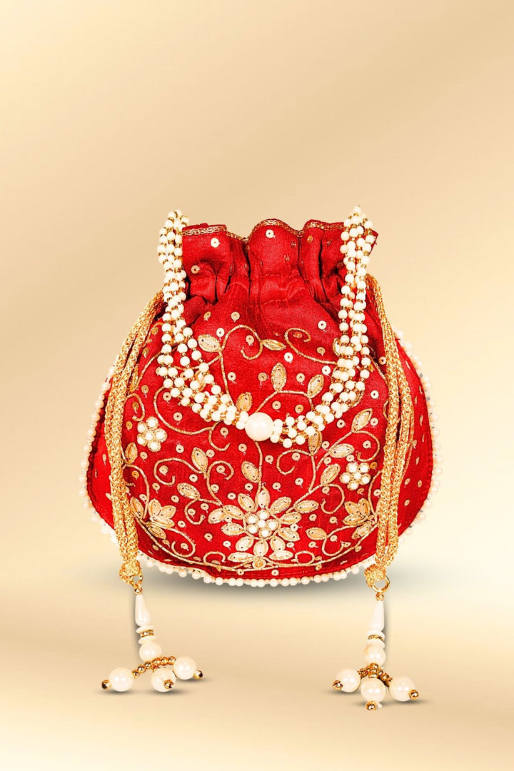 maroon party wear potli bag