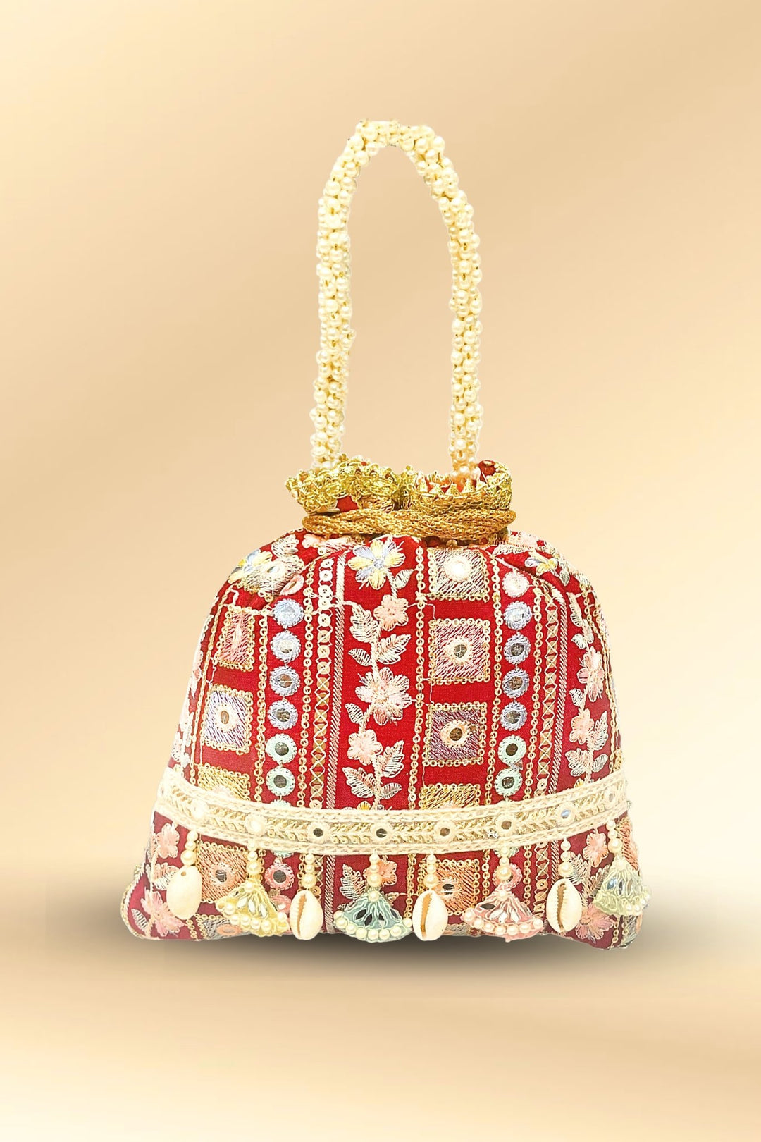 maroon potli bag