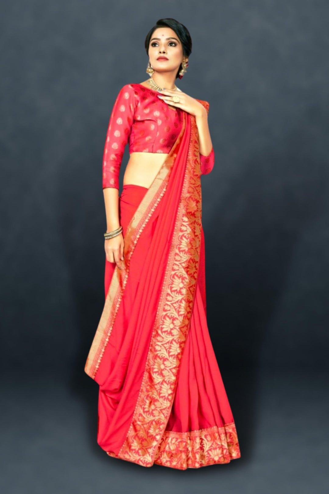 peach silk saree