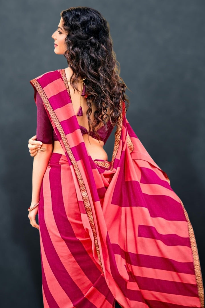 pink georgette saree