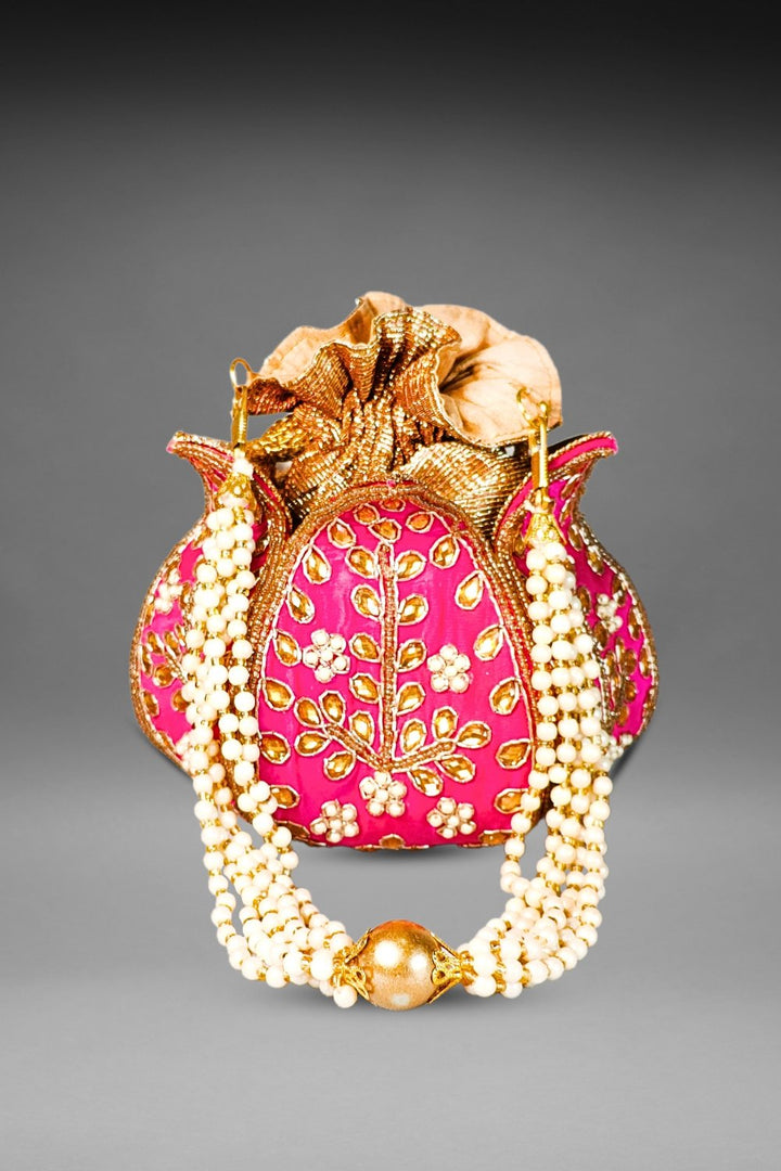 pink lotus potli bag