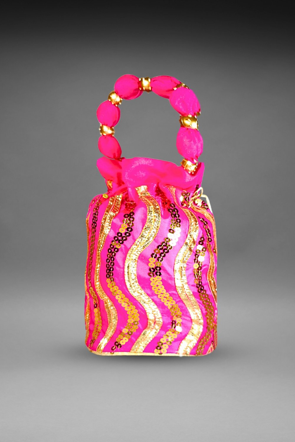 pink sequin potli bag