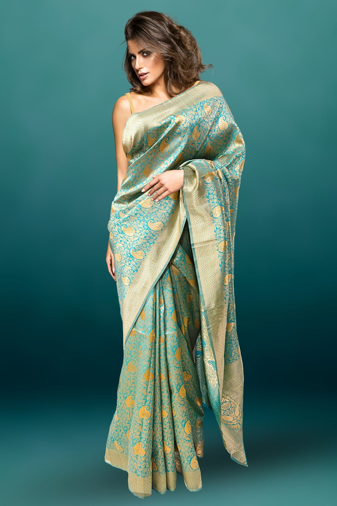 sky blue kanchipuram saree - sky blue kanjivaram saree - sky blue kanchipuram silk saree - dark sky blue kanchipuram saree