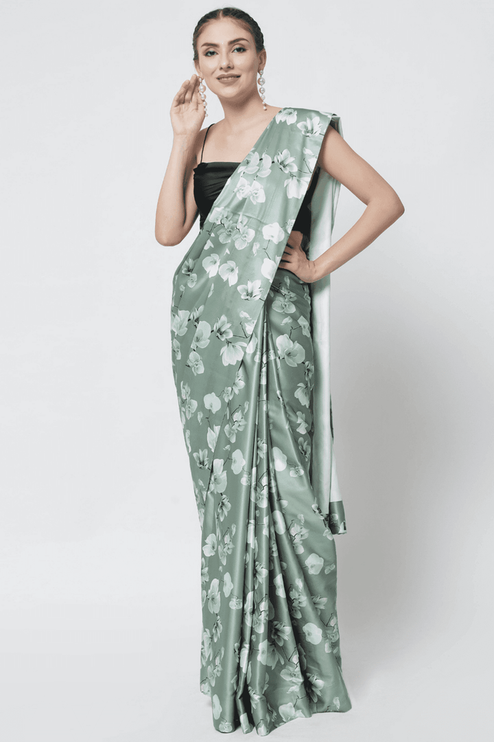 Olive Green Saree