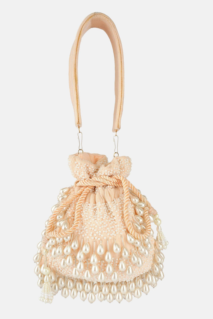 Celebrity Pearl Peach Potli Bags - Sttylme