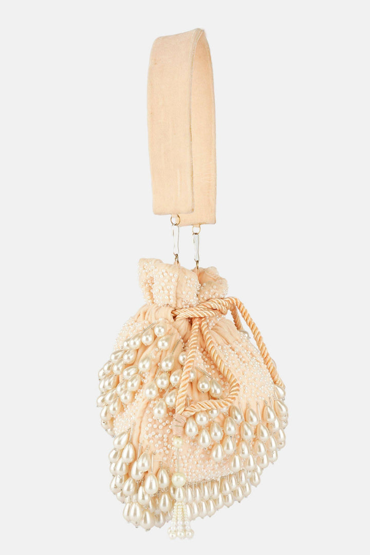 Celebrity Pearl Peach Potli Bags - Sttylme