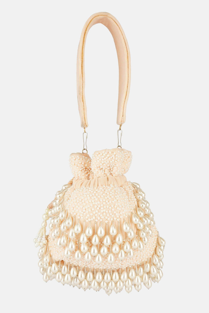 Celebrity Pearl Peach Potli Bags - Sttylme