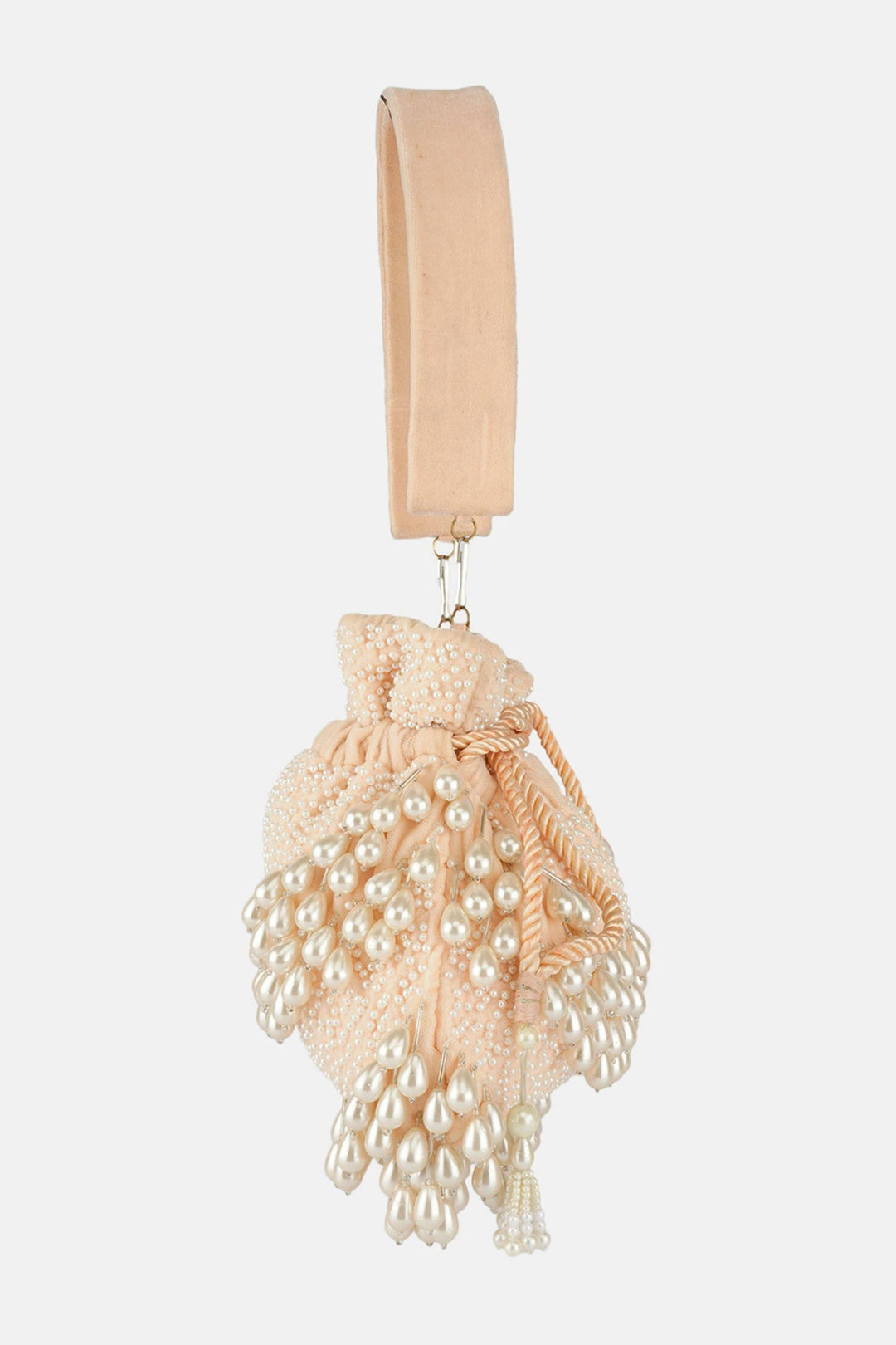 Celebrity Pearl Peach Potli Bags - Sttylme