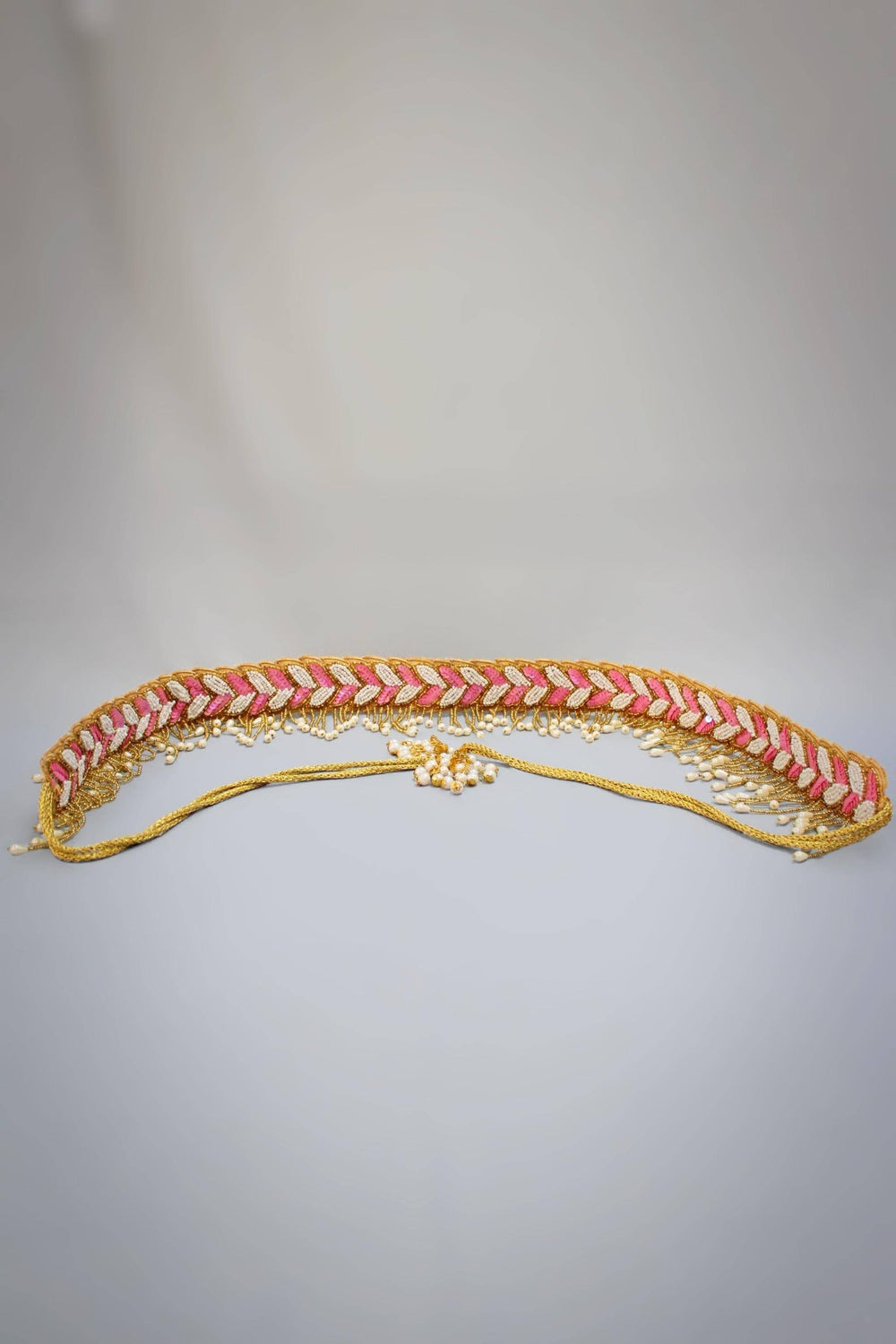Stunning Pink-White Saree Belt - Sttylme