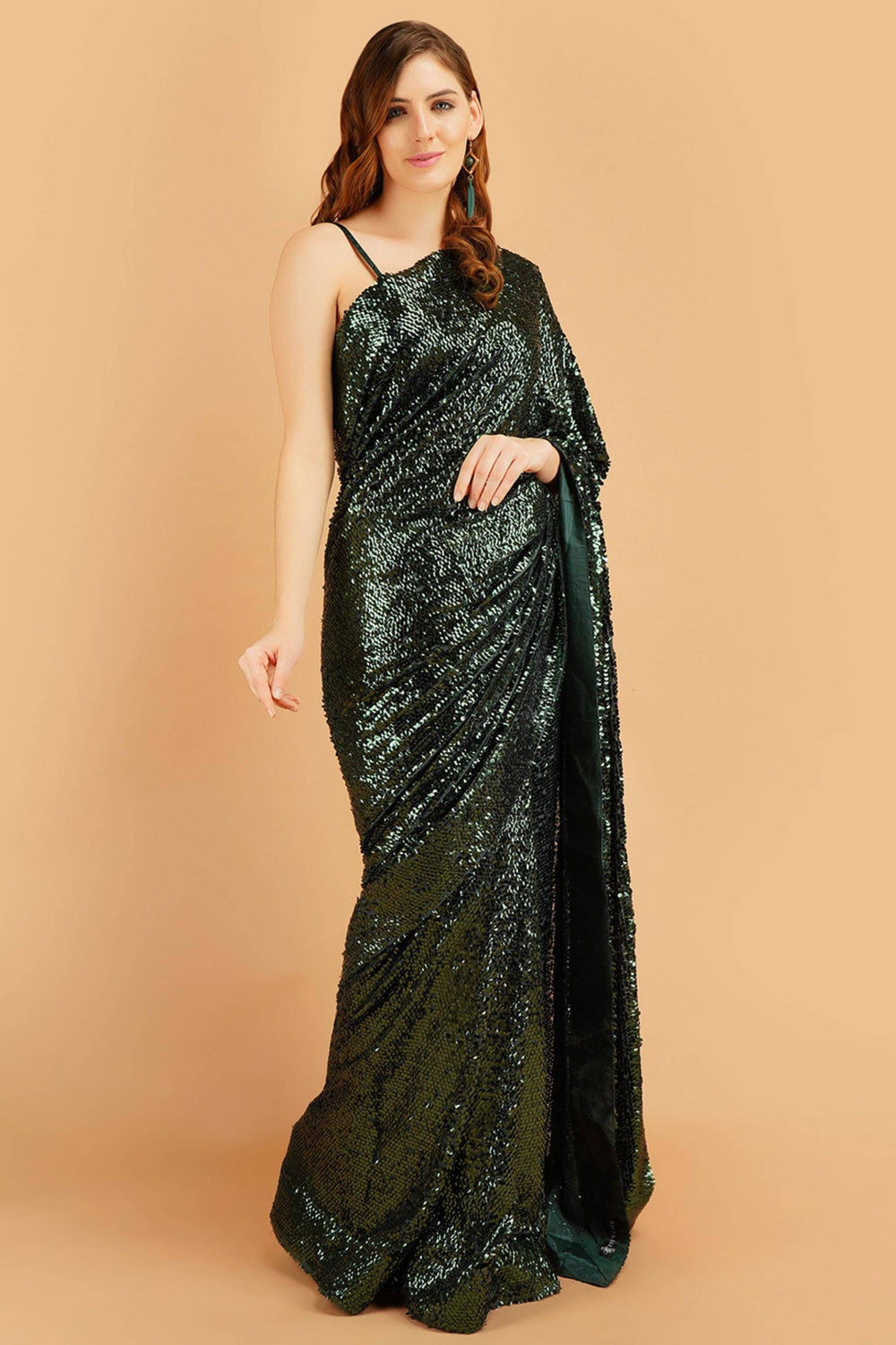 Sttylme - Make an entrance Sequin Saree - Green