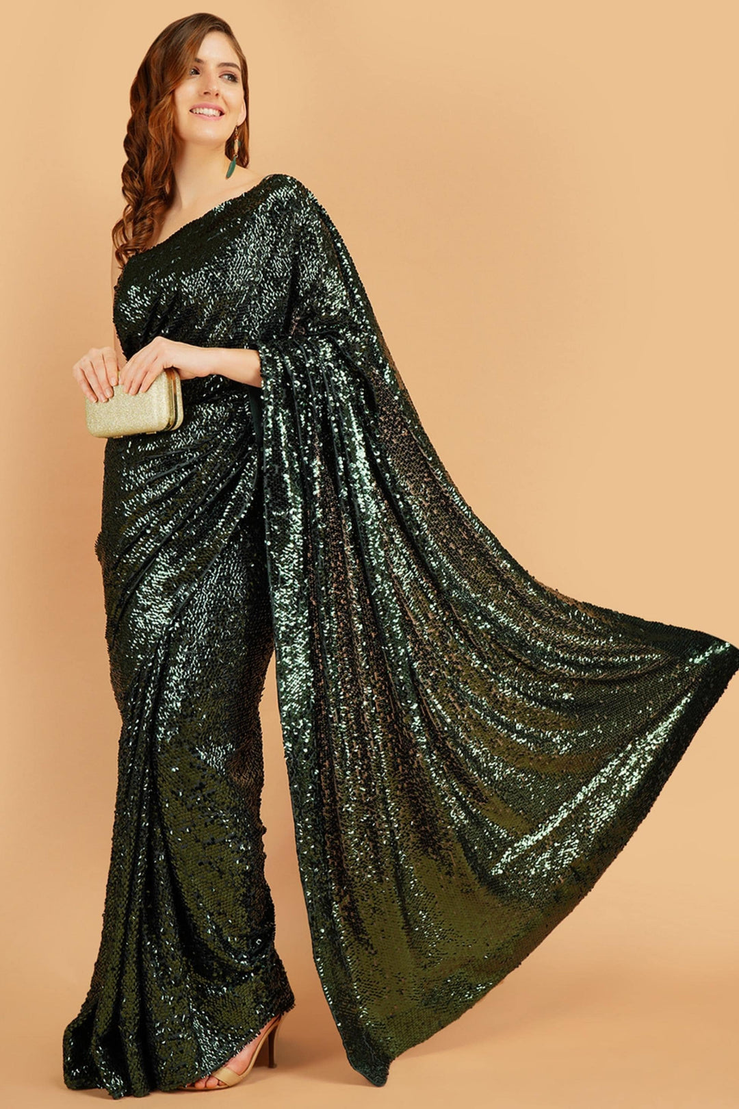Sttylme - Make an entrance Sequin Saree - Green